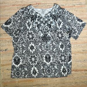 Catherine’s top 3X black and white with rhinestones